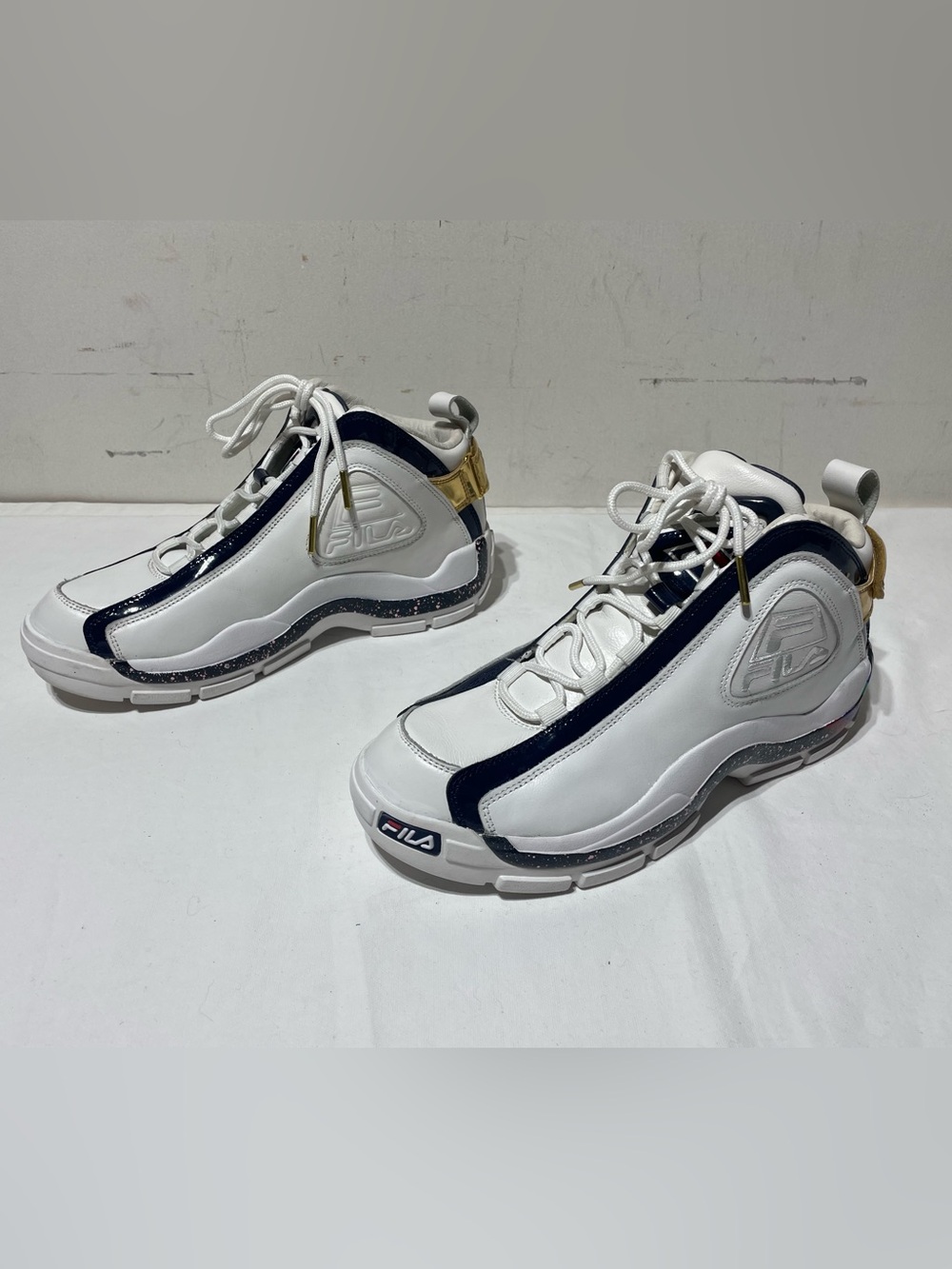 Fila Grant Hill 2 Hall of Fame Shoes Mens 10 White Gold Navy 1BM00581-125 - Picture 6 of 13